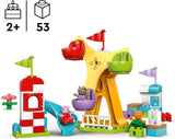 LEGO DUPLO Peppa Wutz Kirmes – Kinderspielzeug und Motorikspielzeug ab 2 Jahren – Vorschulspiele mit Riesenrad, Rutsche und 3 Figuren inklusive Mollie Kitty und Klausi Kläff – Geschenk für Kinder 10453 Bausets Besuchen Sie den LEGO-Store