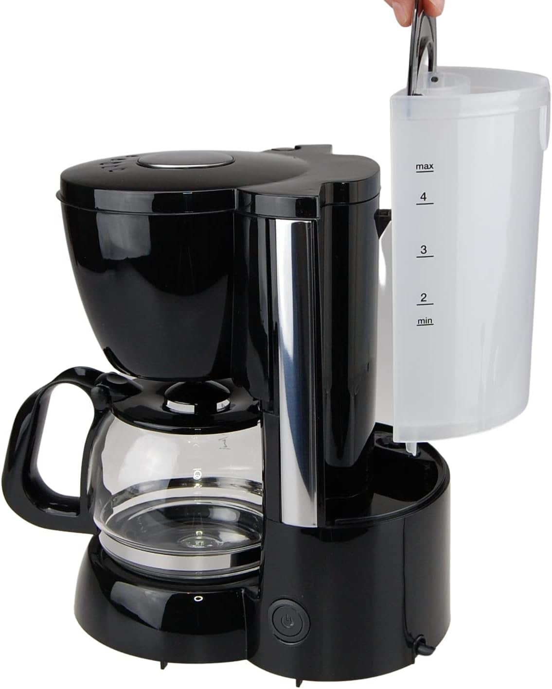 Grobfilterkaffeemaschine mit Glaskaraffe KA 12.17 | 0,6 Liter für 4 Tassen Kaffee | 600 Watt | Schwarz – Edelstahl