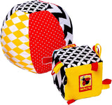 magdum 2 Set Baby Würfelspiel + Stoffball - Motorikspielzeug ab 1 Jahr - Spielzeug für Kinder 6 Monate - Montessori Spielzeug - Lernspielzeug 1 Jahr - Geschenk für Kinder - Ball für Kinder - Würfel für Kinder - Geschenke für Kinder Spielzeug Bebe Naty Shop