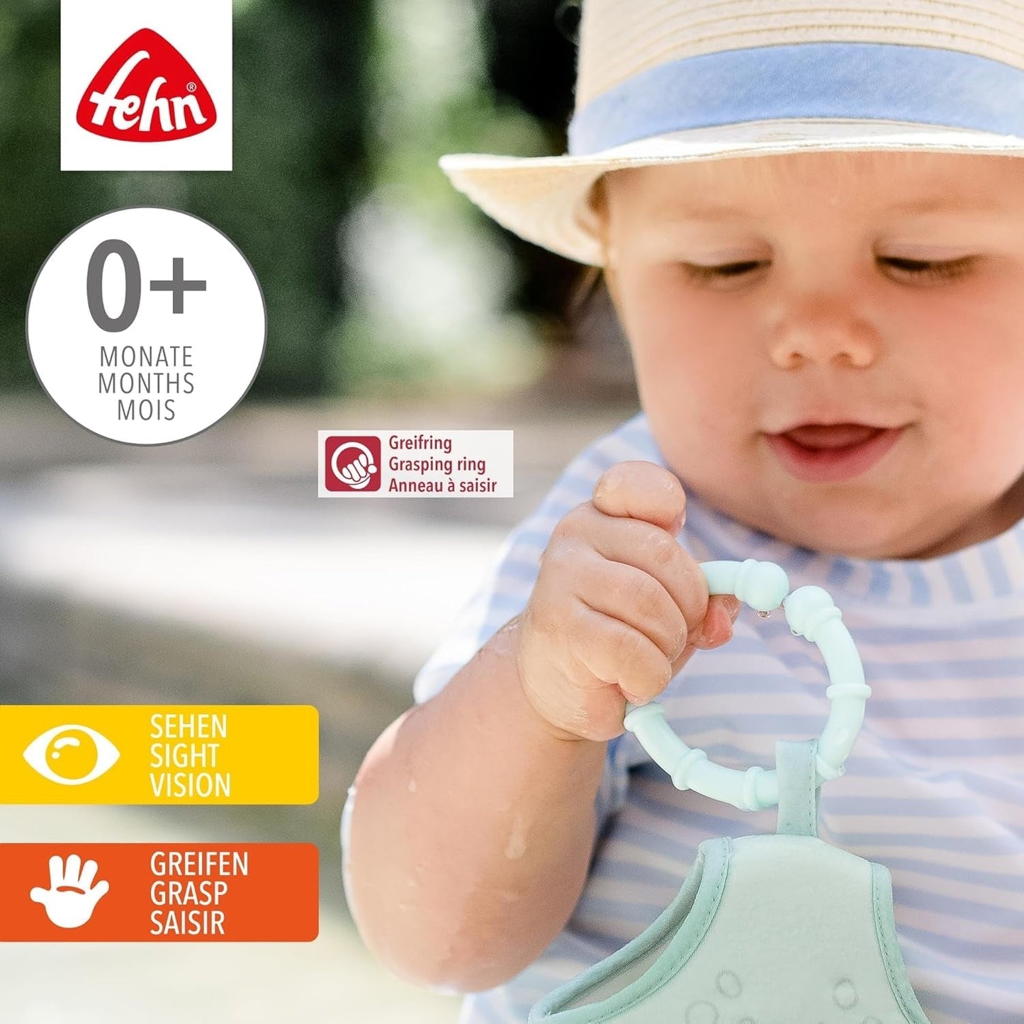 Fehn 10er Set Befestigungsringe – Befestigungshaken für Babyschale, Laufstall und Gitterbett – Kinderwagenketten-Befestigungsringe für zu Hause und unterwegs – C-Ringe für Babys und Kleinkinder ab 0+ Monaten Toys Bebe Naty Shop