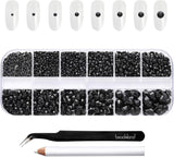 Beadsland 2500 Stück Glas Nailart Strasssteine ​​​​Kristall Flatback Edelsteine ​​​​Runde, ​​Für Handwerk Gemischt 8 Größen SS4 ~ SS30 Mit Picking Pinzette Und Stift (Kristall Weiß)
