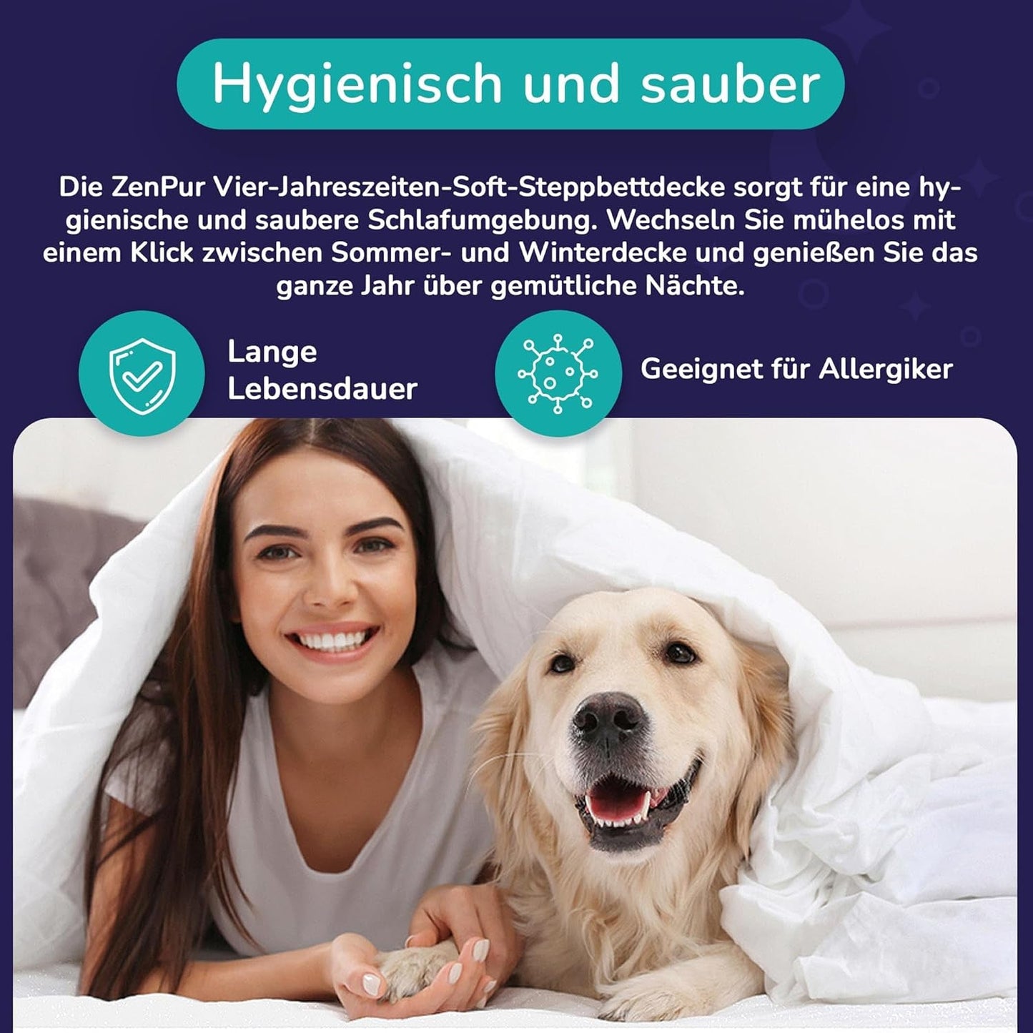 Premium Bettdecke 200X200Cm 4 Jahreszeiten, Bettdecke für alle Jahreszeiten 200X200 - warm im Winter und kühl im Sommer, 2 kombinierbare Bettbezüge 200X200 Bettdecken und Steppdecken Naty Shop