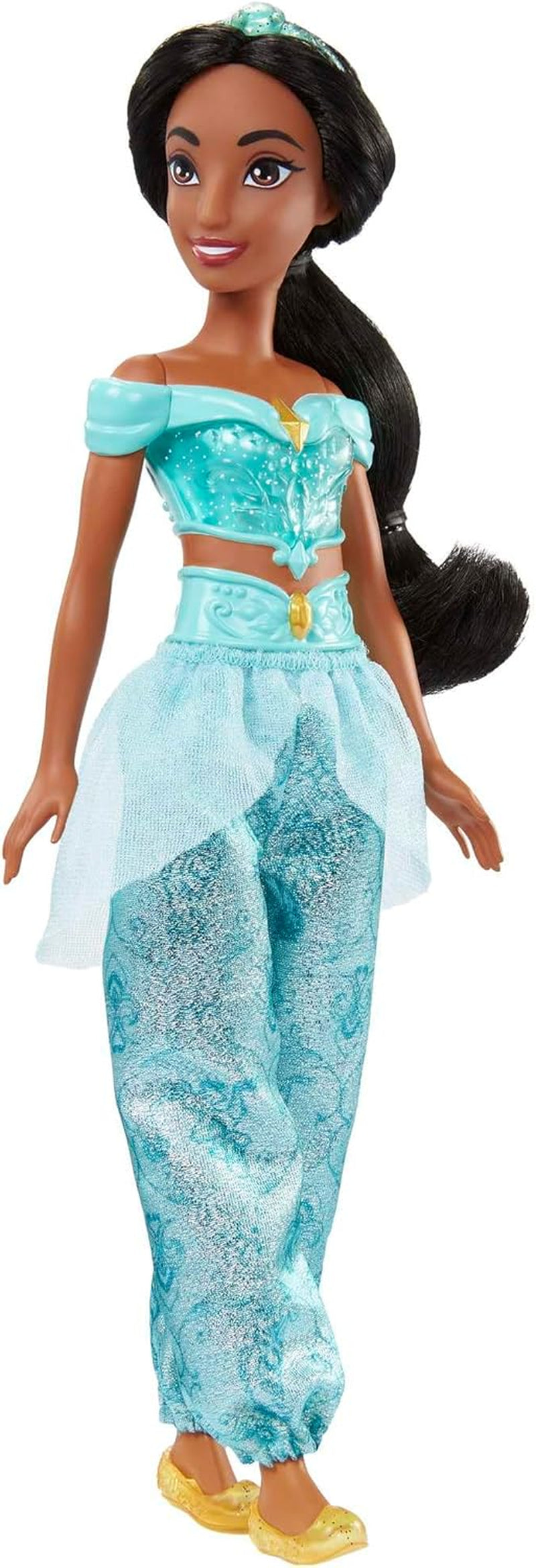 Mattel Disney Princess Toy Jasmine Fashion bewegliche Puppe mit glitzernder Kleidung und Accessoires, Disney-Film-inspiriertes Geschenk für Kinder HLW12 Naty Shop Dolls