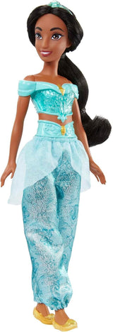 Mattel Disney Princess Toy Jasmine bewegliche Modepuppe mit glitzernder Kleidung und Accessoires, von Disney-Filmen inspiriertes Geschenk für Kinder HLW12