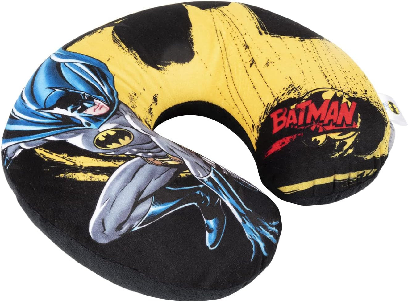 DC Comics Weiches Batman-Auto-Reise-Nackenkissen, Kindersicherheit, Komfort, Superheld, Fledermaus-Mann, Cuscino Da Viaggio Auto, Hellblau, Einheitsgröße. Reisekissen Naty Shop