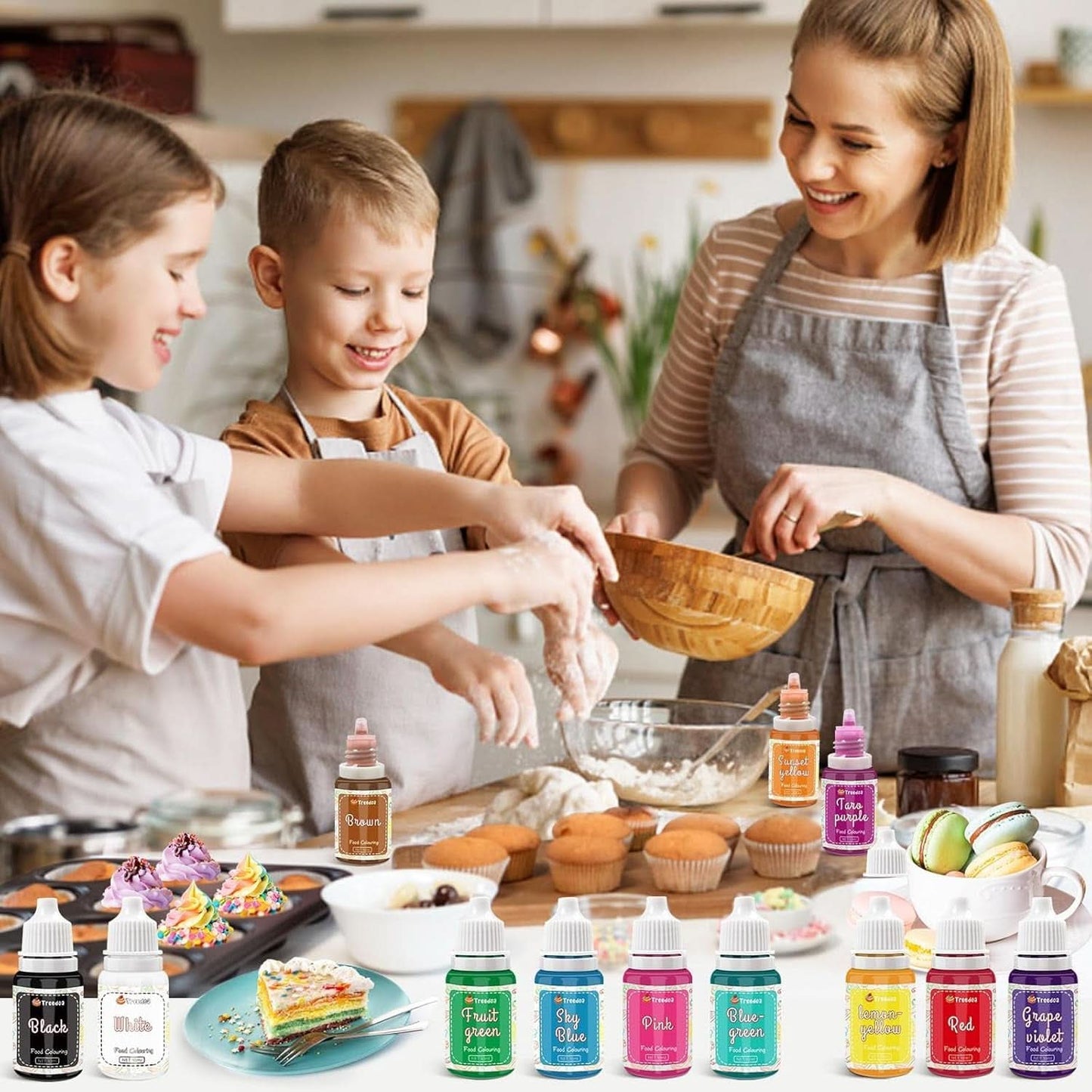 Set mit 12 flüssigen Lebensmittelfarben, 10 ml Naty Shop