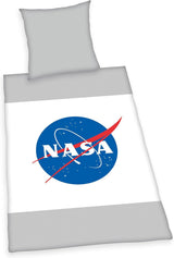 NASA-Bettwäscheset, Baumwolle/verstärkt, grau/weiße Bettwäsche – Kids Naty Shop Grau/Weiß, österreichische Größe