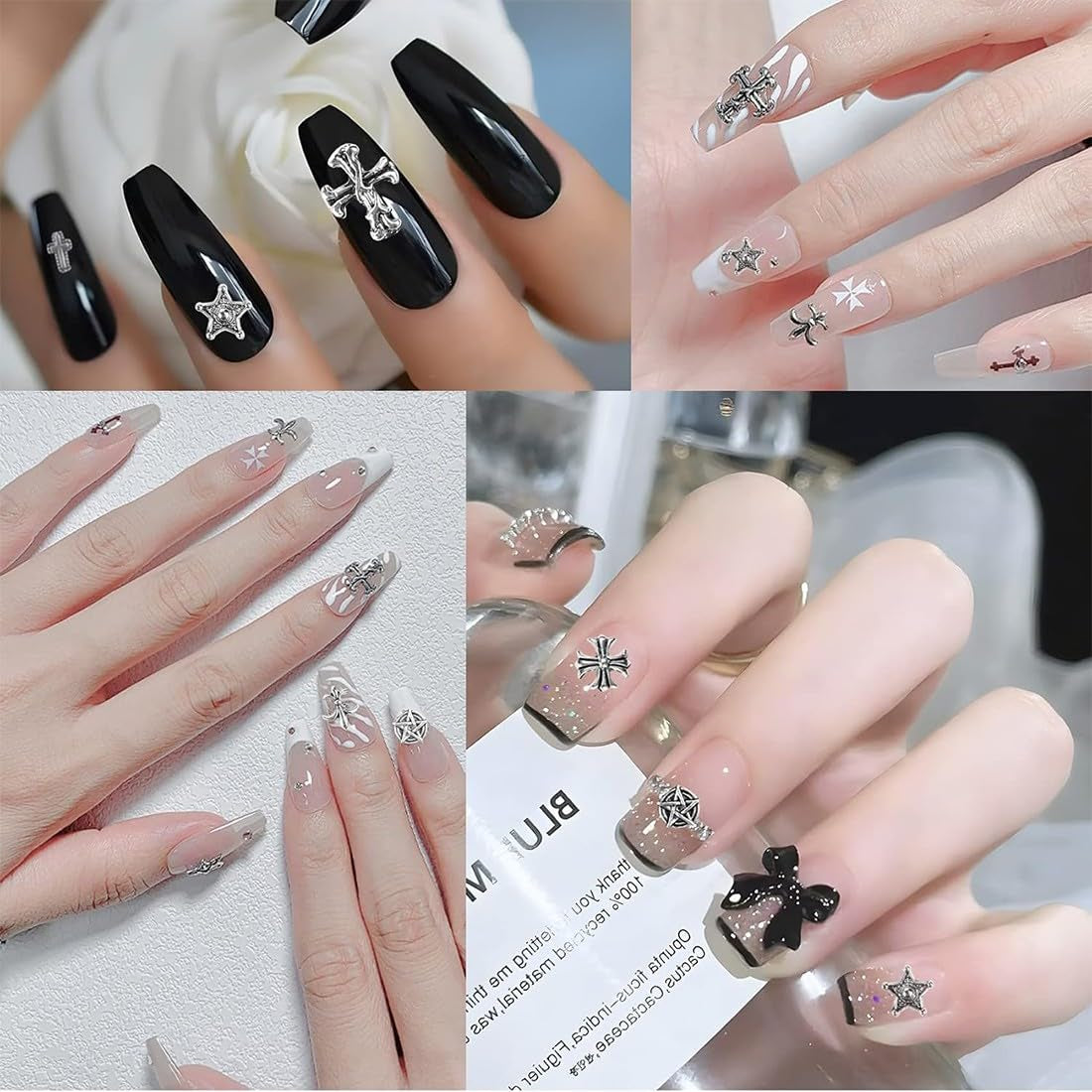 100 Stück 3D-Kreuznagel-Schlüsselanhänger, Kreuznagel-Schlüsselanhänger, Chrom-Nagel-Schlüsselanhänger, Vintage-Nagelzubehör, DIY-Nageldekorationen, für Frauen und Mädchen, DIY-Nageldekorationen