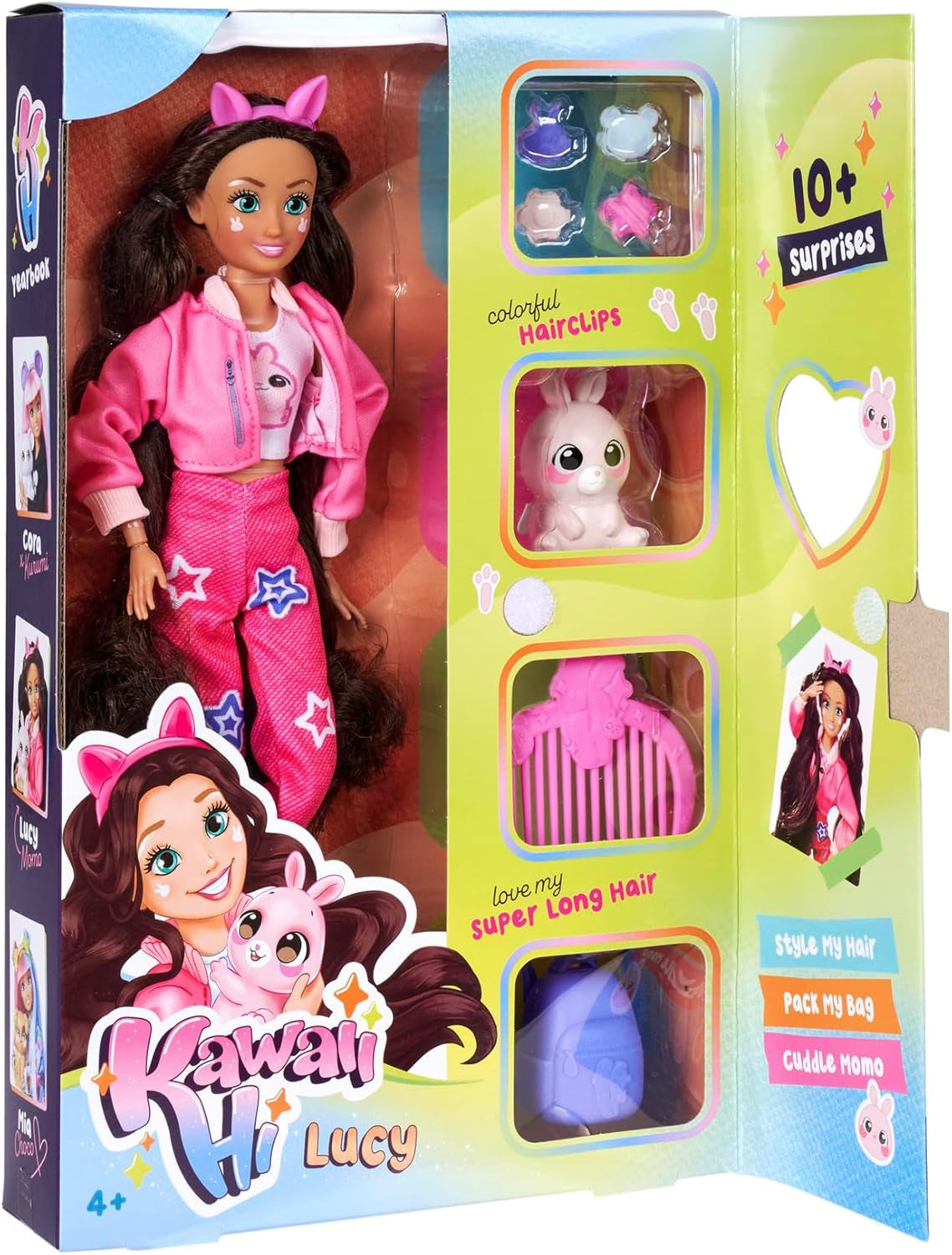 Simba 105953975 – Kawaii Hi Dress-Up Lucy Puppe (26 cm) – bewegliche Friseur-Modepuppe, Langhaar-Hasenpuppe und Zubehör, Spielzeug für Kinder ab 4 Jahren