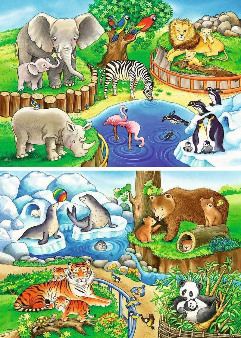 Ravensburger Puzzle für Kinder – 07602 Tiere im Zoo – Puzzle für Kinder ab 3 Jahren, mit 2X12 Teilen Puzzle Naty Shop