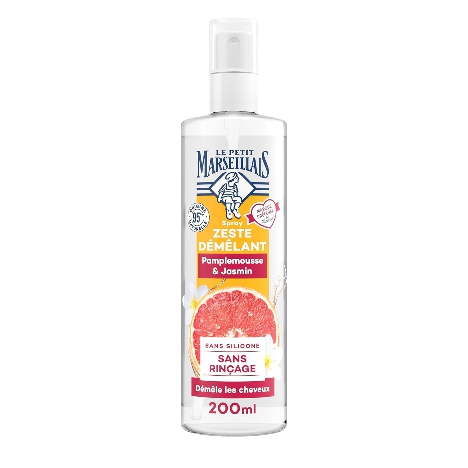 Le Petit Marseillais | Grapefruit-Jasmin-Entwirrungsspray (200-ml-Flasche) – Leave-in-Entwirrungspflege – 95 % natürliche und silikonfreie Entwirrungsprodukte Naty Shop Standardtitel