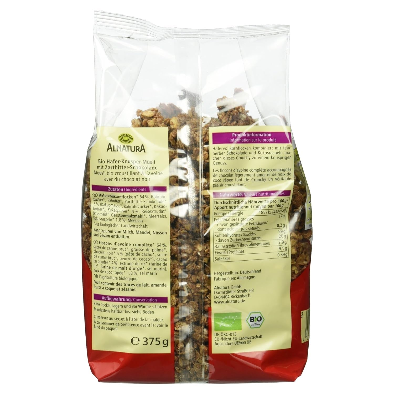 Knusprige Haferkekse mit Bio-Schokolade, 375g