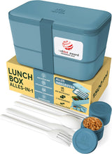 Umami Lunchbox für Erwachsene, auslaufsichere stapelbare Bento-Box mit 4 Besteck und Fächern, Lunchbox für Erwachsene, To-Go-Salatbehälter, Picknick-/Büro-Lunchbox, Anthrazit, 1500 ml