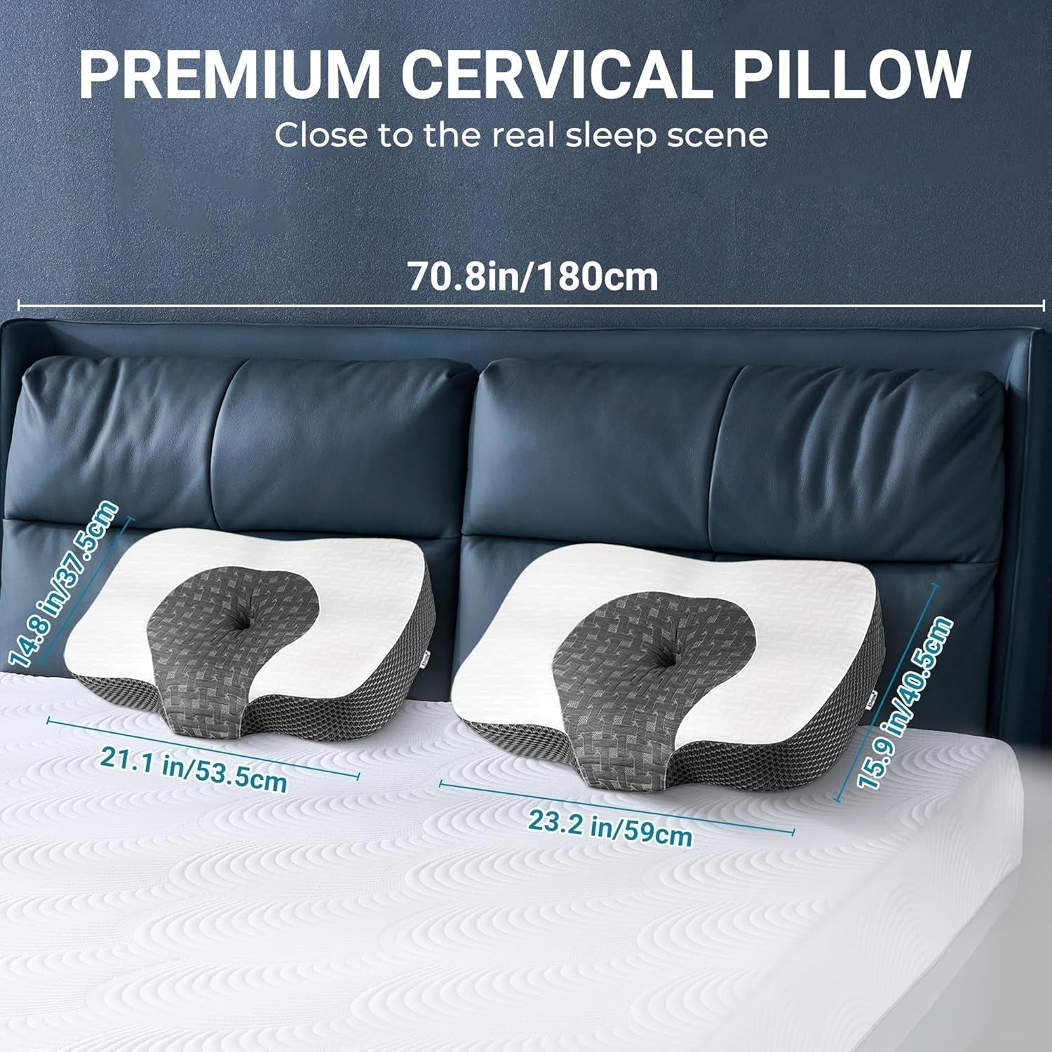 Elviros orthopädisches Kissen aus Memory-Schaum, Nackenschmerzkissen, Schlafkissen, ergonomisches Nackenkissen, Nackenstützkissen, Anti-Schnarch-Kissen für Seitenschläfer, Bauchschläfer, weiß, orthopädische Nackenkissen, Naty Shop