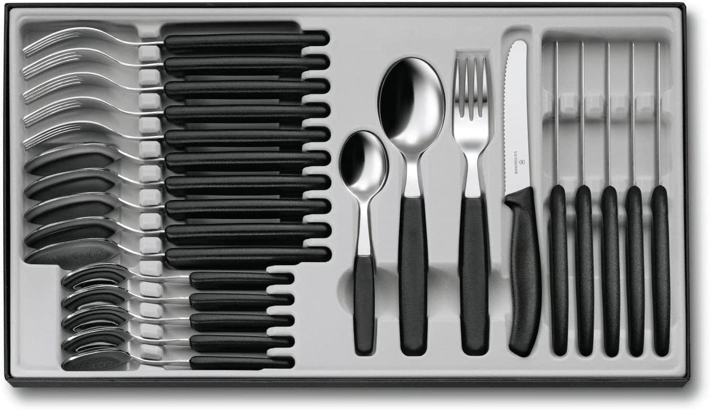 Victorinox Swiss Classic, professionelles Besteck, 24-teilig, extra scharfe Klinge, gezahnte Kante, Edelstahl Naty Shop Single
