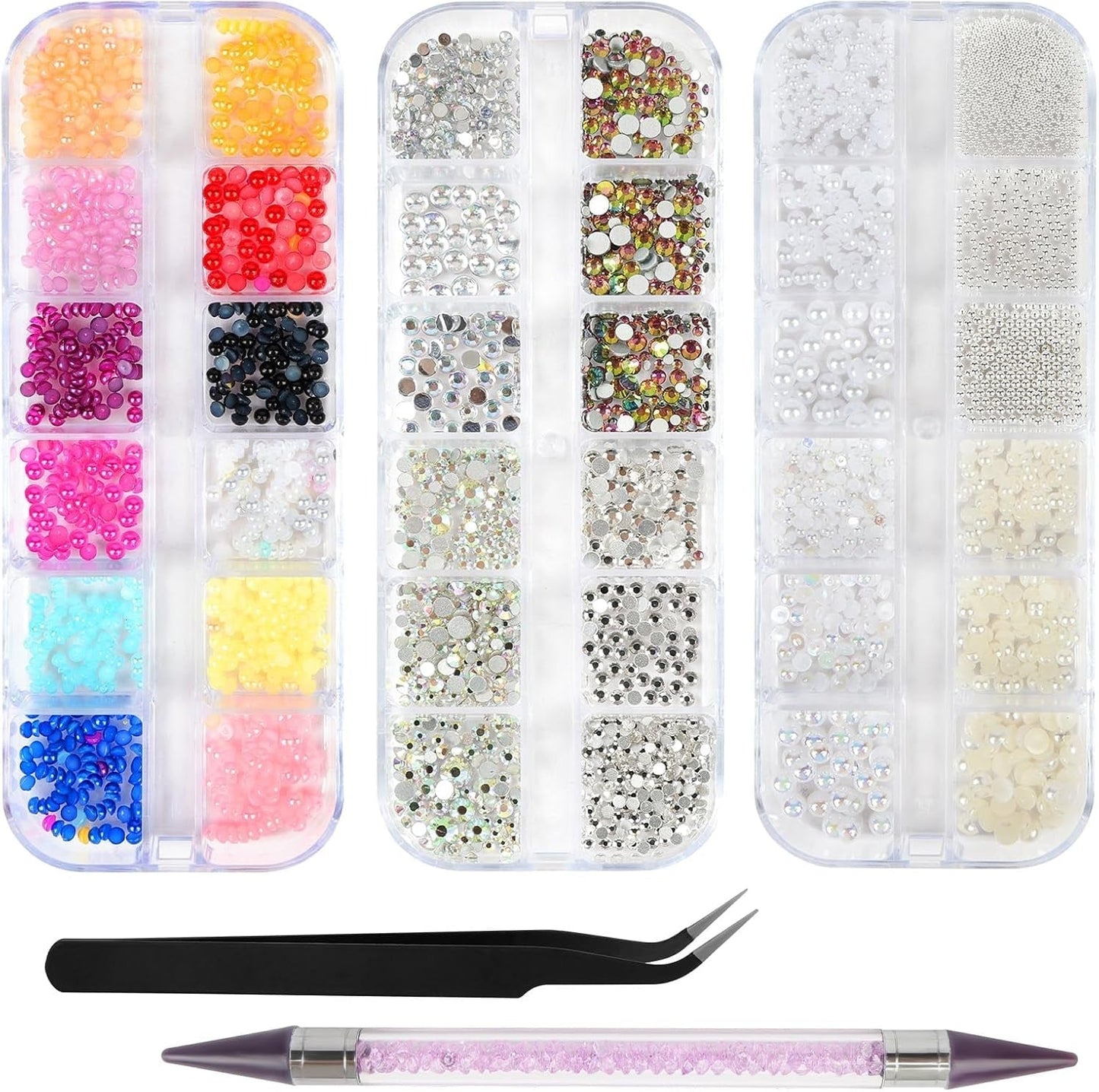 Harz Strasssteine ​​​​4200Pcs Strass Kristalle 1Mm-5Mm Gemischte Kinder Bastelsachen Kit Mit Strass Mit Picking Pinzette Und Stift Für DIY Nägel Kleidung Kunsthandwerk Gemischt Becher Party (A)