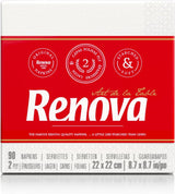 Renova Papierservietten, weißer Tisch-Cocktail-Stil – 90 Servietten (2 Stück)