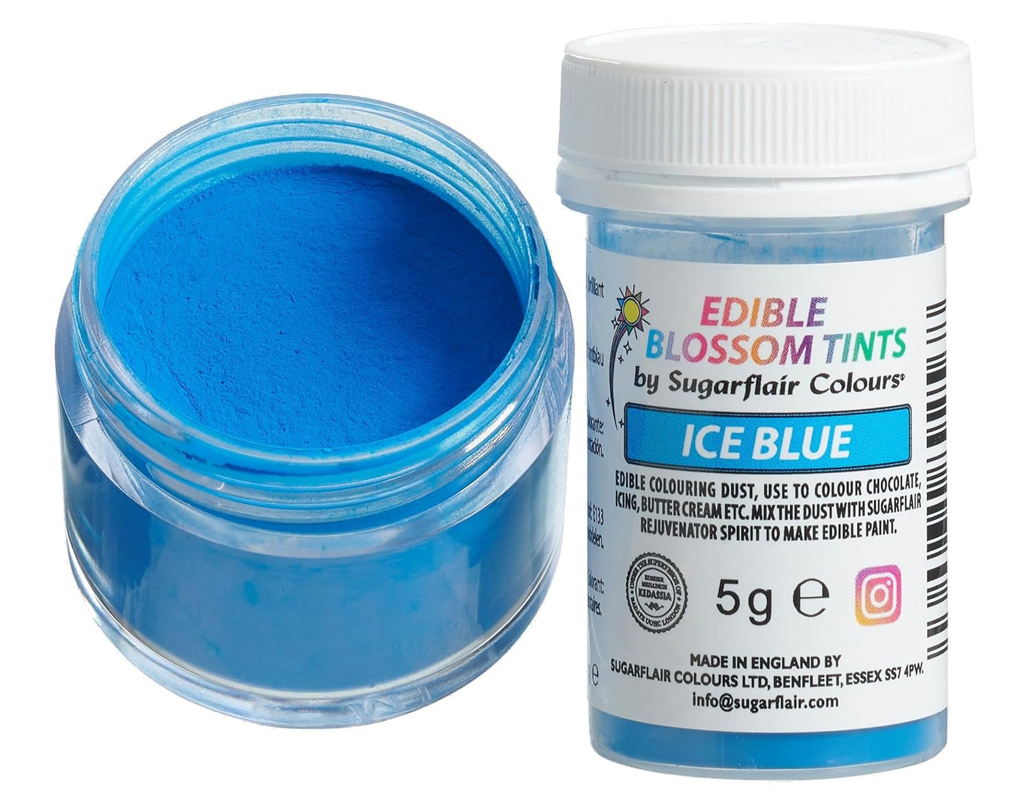 Sugarflair Blossom Tint Dust Ice Blue Lebensmittelfarbpulver – Lebensmittelfarbpulver für Kuchendekorationen, Fondant, Glasur, Schokolade, Buttercreme, Macarons und mehr – 5 g