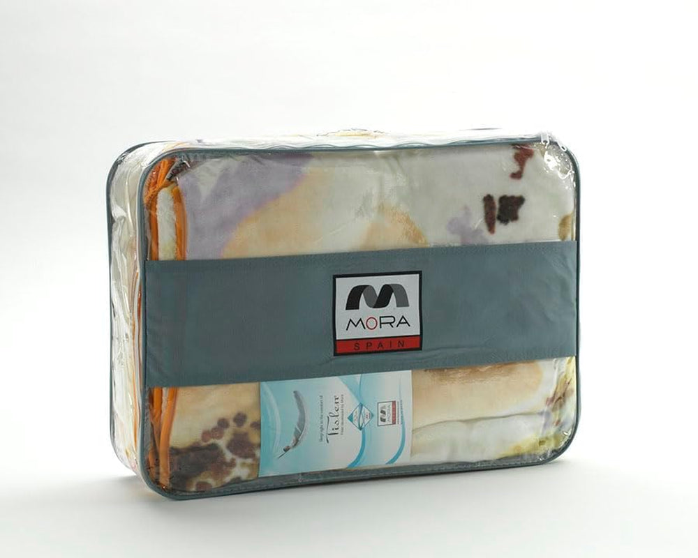 MANTAS MORA Bedruckte Decke, großes Volumen, 100 % Polyester, 450 g/m², weich, für Herbst/Winter, Design Harmony K60, 260 x 240 cm, für Betten mit 160/180 cm, blau Bettdecken und Steppdecken Naty Shop