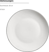MÄSER Serie Felise, elegantes Kaffeeservice für 6 Personen, zeitlos, schwarzer Rand, Porzellan, weiß