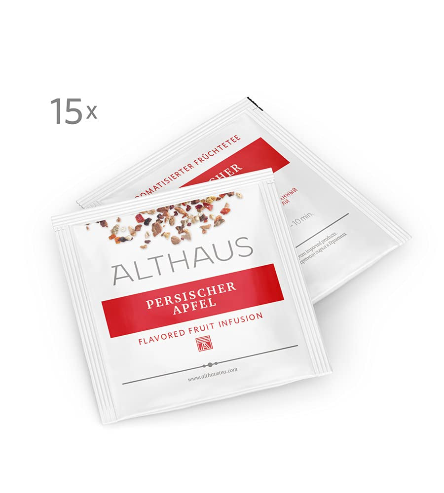 Althaus Tee PERSISCHER APFEL ⋅ Früchtetee im Pyramidenbeutel PYRA PACK ⋅ Früchtetee aromatisiert mit Apfelgeschmack ⋅ 15 X 2,75G