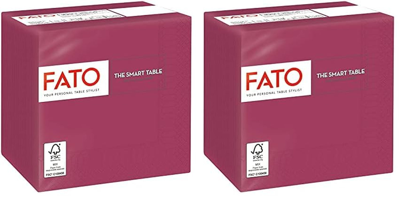 - Einweg-Papierservietten, ideal für Vorspeisen und Cocktails, Packung mit 100 Servietten, Größe 24 x 24, 4-lagig, 2-lagig, Bordeaux-Farbe, 100 % reines Zellulosepapier, FSC-zertifiziert