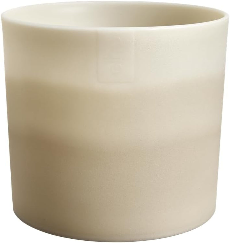 Runder Topf elho Farbverlauf 18 cm – Blumentöpfe für den Innenbereich – 100 % recycelter Kunststoff – Ø 18,2 x H 16,8 – Beige/beiger Sandstein