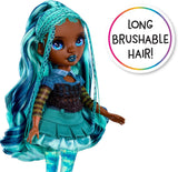 Rainbow High Sparkle & Shine Puppe – Misty – 28 cm große, modische Puppe mit türkisfarbenem Haar und magischen Blasen, stehend, buntes Anziehen und Spielen, Sammlerstück für 4–12 Jahre