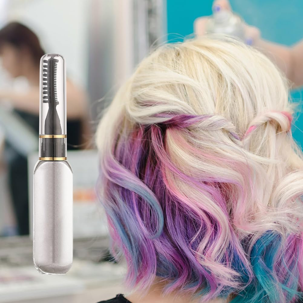 Haarfärbestift – Temporäre Haarfärbekreide, ungiftig, waschbar, Kamm für Mädchen, Haar-Mascara, Haarfarben-Set, Weiß, Naty Shop Haarfärbemittel