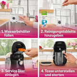 Bosch Tassimo Happy Friendly TAS107E Kapsel-Espressomaschine, 70+ Getränke, für alle Tassen geeignet, Auto-Stop, nachhaltig, perfekte Dosierung, platzsparend, 1400 W, Creme/Schwarz