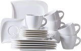 Verso de Mäser, Serie La Musica, 18-teiliges Kaffeeservice, Porzellan-Geschirrset für 6 Personen, 921172, Weiß