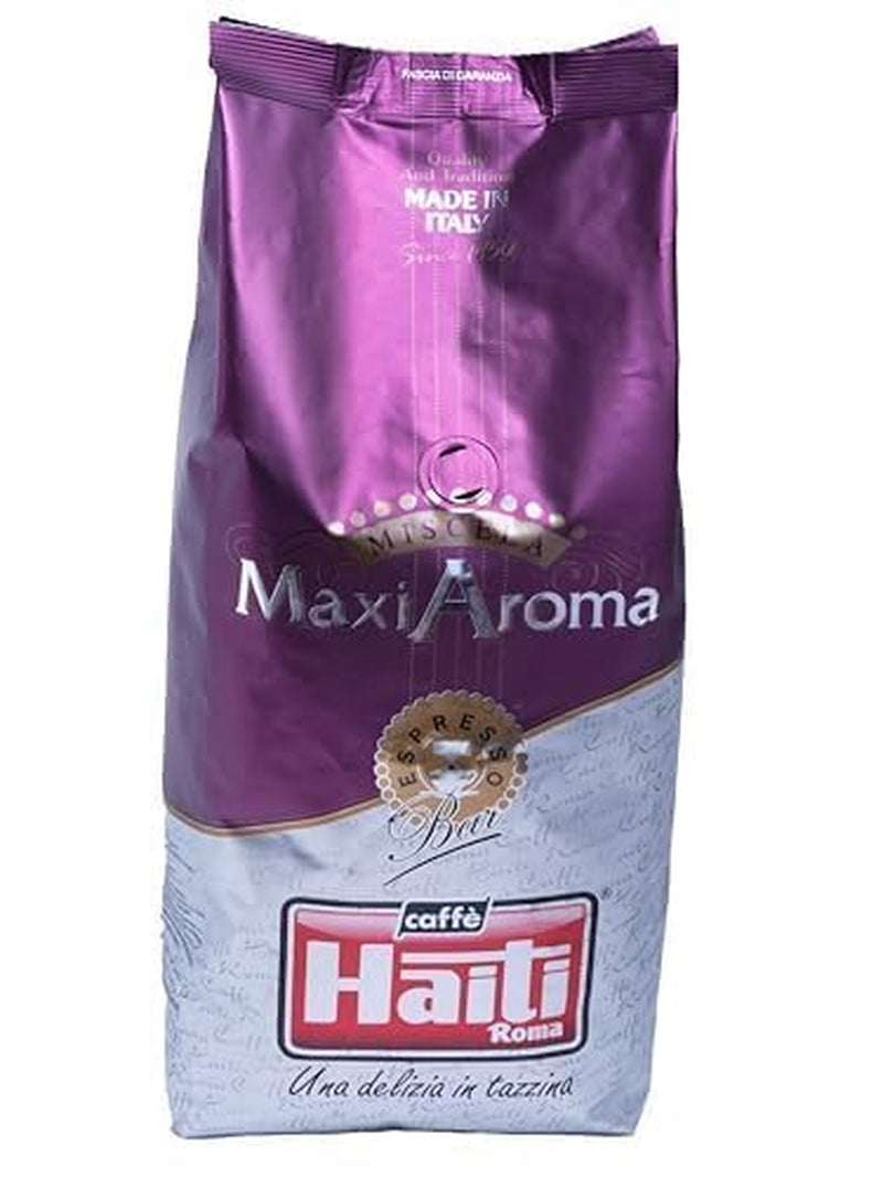 Caffè Haiti Roma Maxi Aroma Kaffee in der 1-kg-Packung. Ausgewogene Mischung, handwerklich geröstet, hergestellt in Italien.