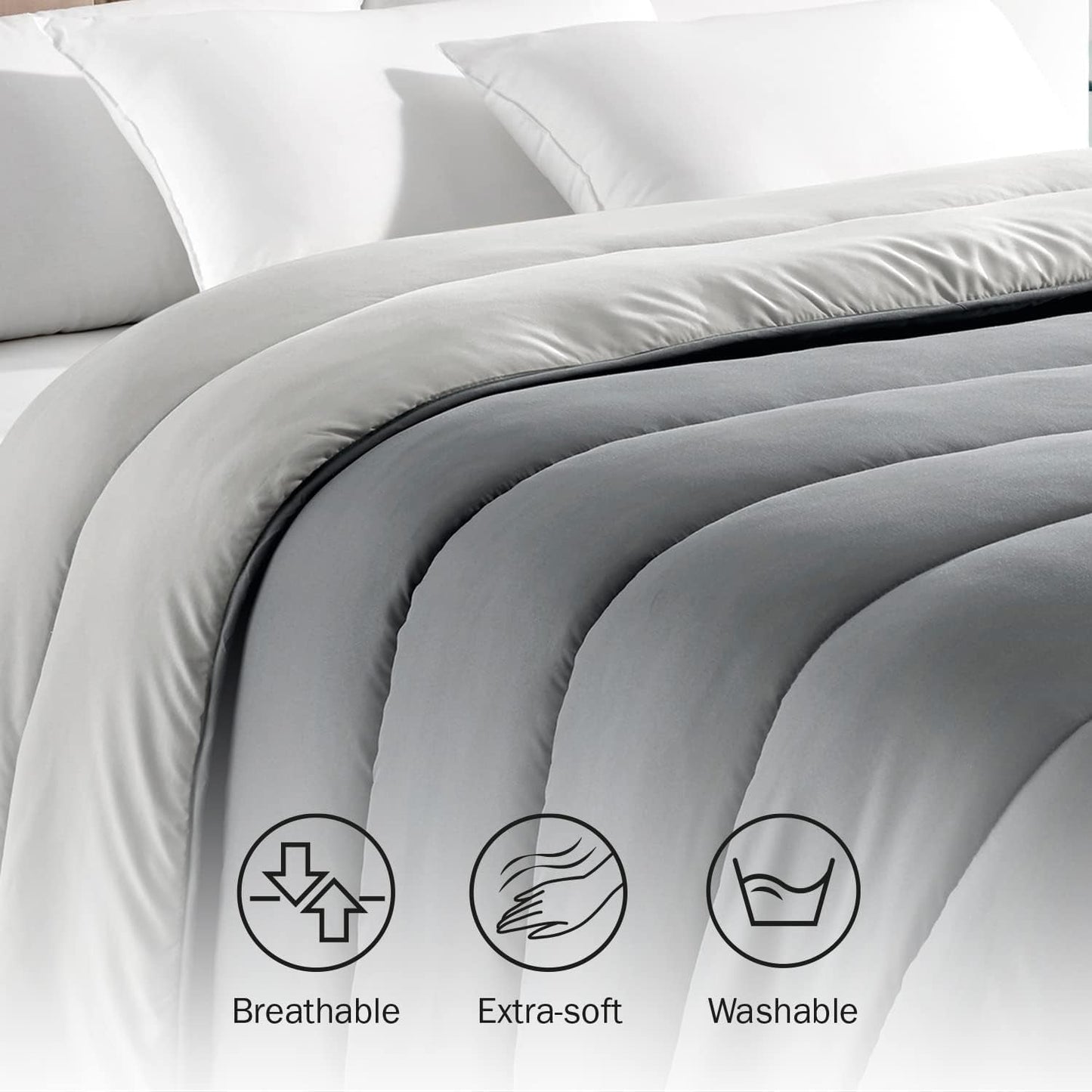 Pikolin Home – Wendedecke 300 G – nordische zweifarbige Füllung – für Bett 90 – bequem, warm, atmungsaktiv, Marineblau, 140 x 200 cm Bettdecken und Steppdecken Naty Shop