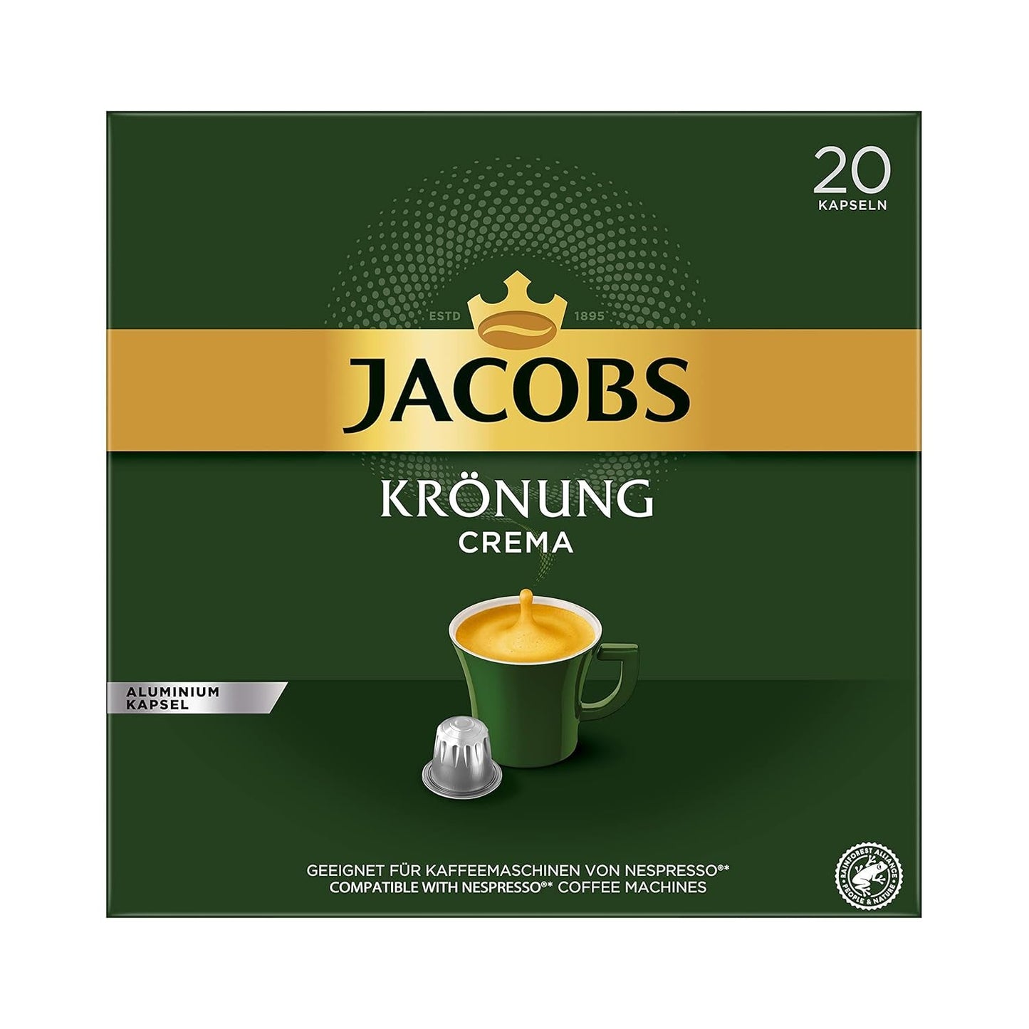 Jacobs Kaffeekapseln Krönung Crema, 10er Pack, 10 x 20 Getränke, 1040 g & Kaffeekapseln Lungo Decaffeinato- Intensität 6-200 Nespresso-kompatible Kapseln, 10er Pack, 10 x 20 Getränke