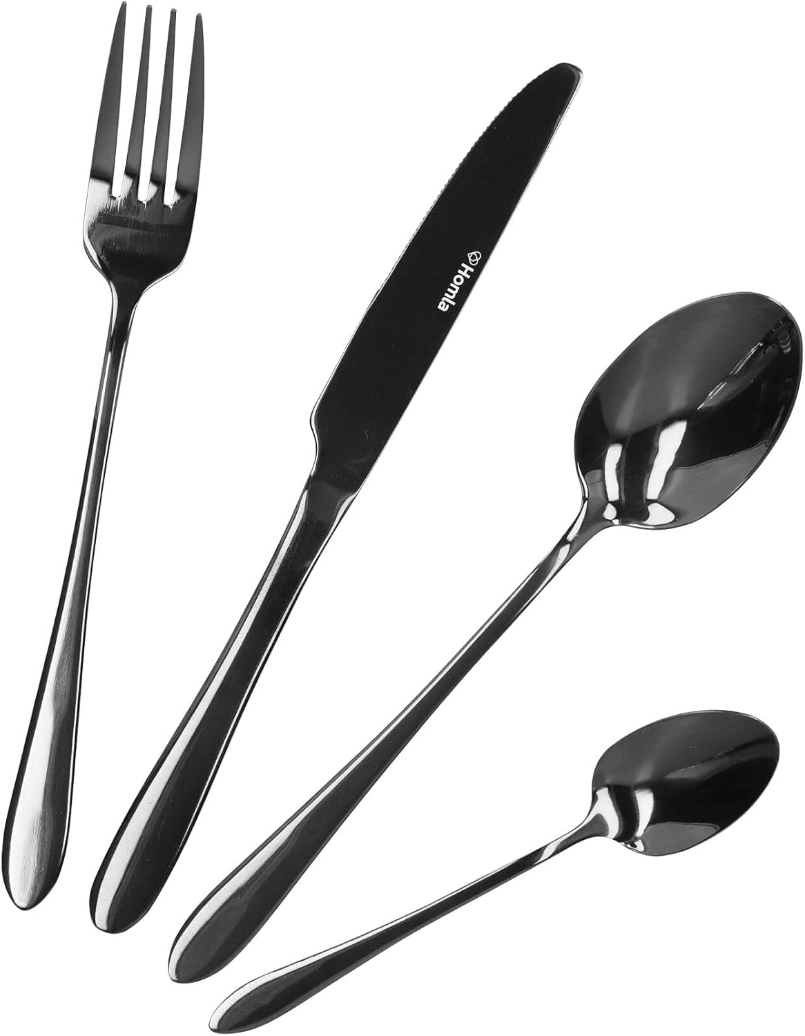 HOMLA Abele Besteckset Für Vier Personen 16-Teilig Edelstahl Hygienisch Elegant Leicht Zu Reinigen Gold Kitchen Naty Shop Schwarz