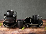 CreaTable, 22699, Serie Industrial Gold BLACK, 16-teiliges Geschirrset für 4 Personen, Kombiservice aus Porzellan, spülmaschinen- und mikrowellengeeignet, hochwertige Herstellung