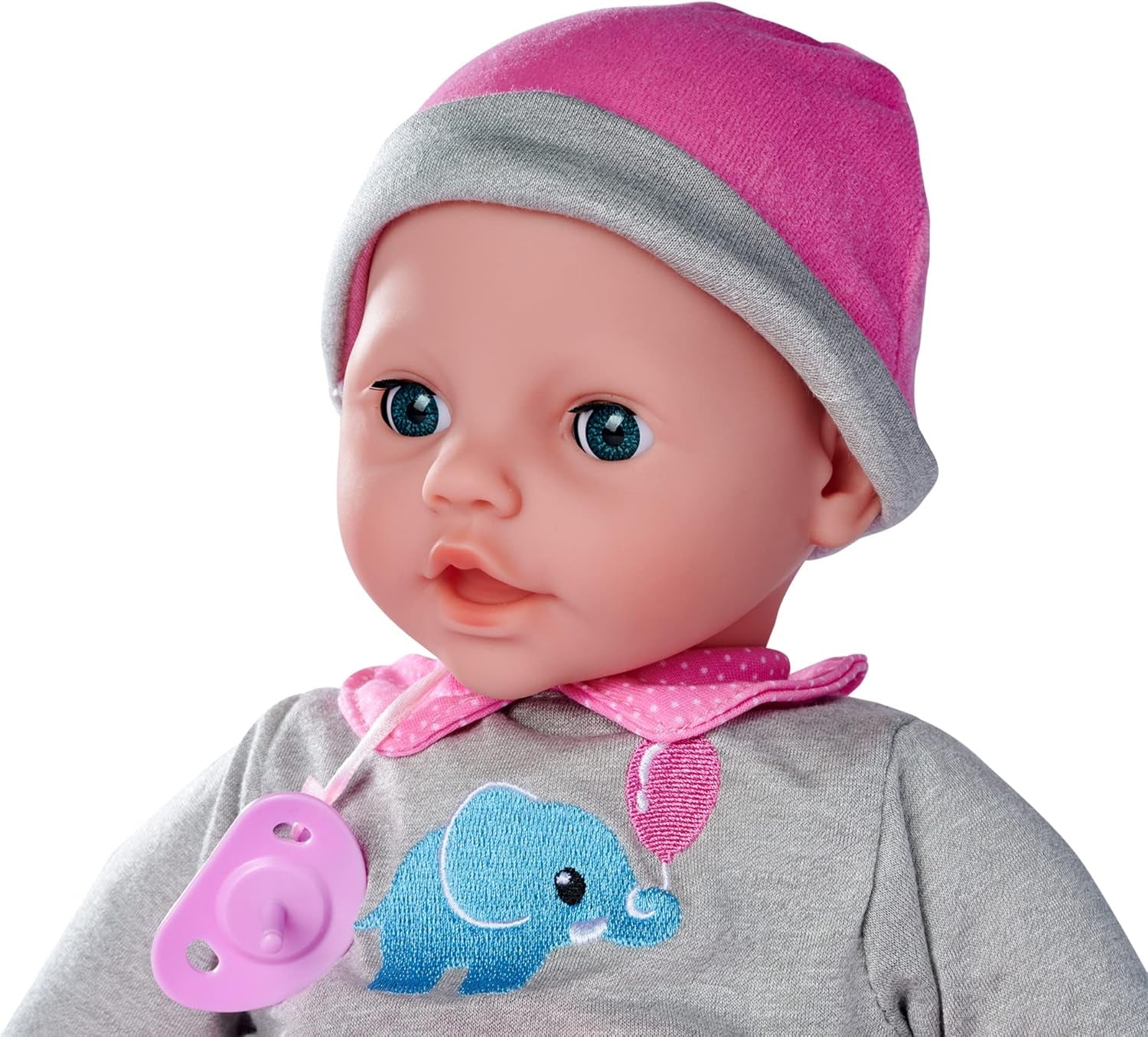 Simba 105140066 – Laura Interactive, Weichkörperpuppe mit schläfrigen Augen, plappert bei Bewegung, trinkt aus der Flasche und schläft, 40 cm, Puppe ab 2 Jahren Naty Shop Dolls