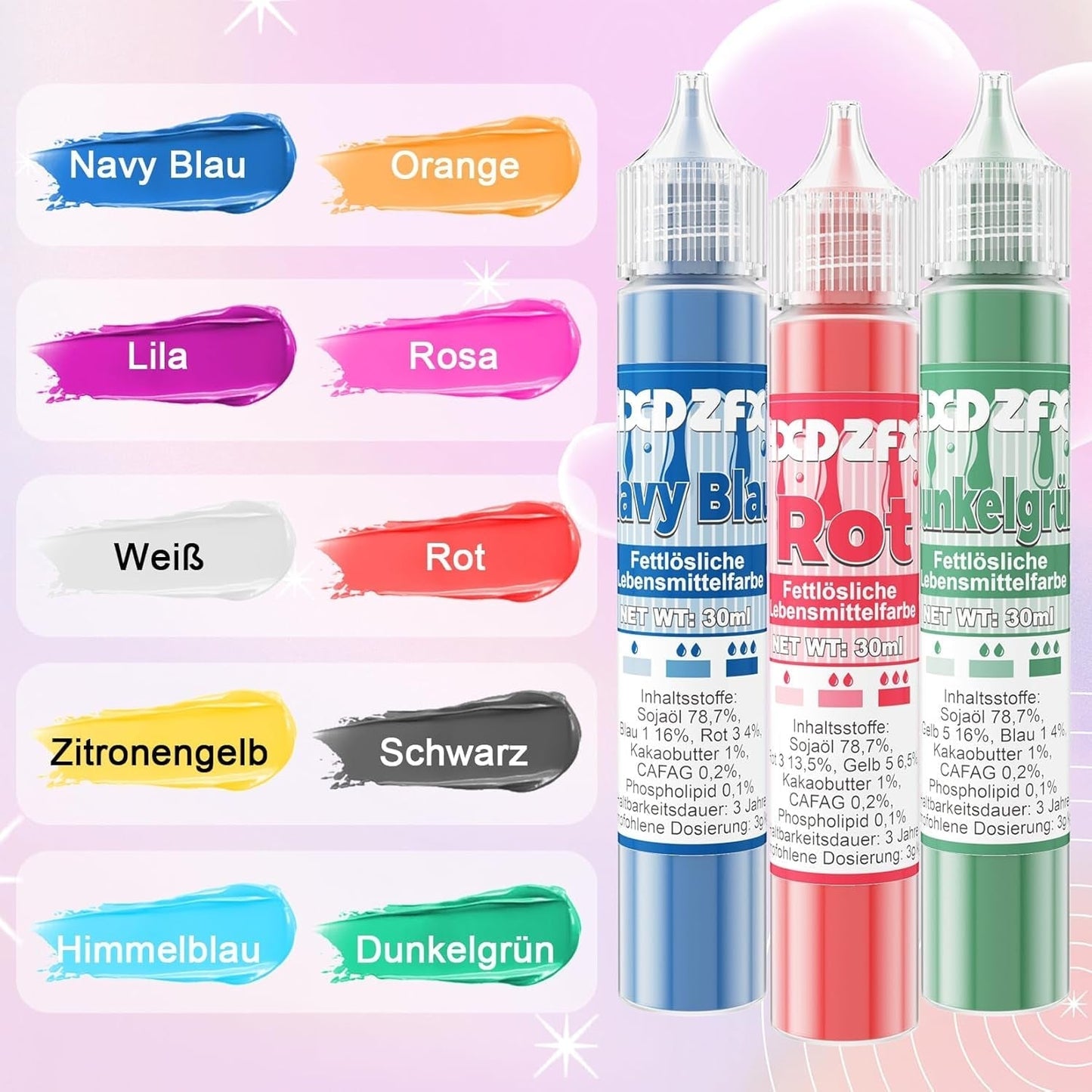 Fettlösliche Lebensmittelfarbe – 30 ml konzentrierte Lebensmittelfarbe auf Ölbasis für Schokolade, Lebensmittelfarben-Set für Kuchendekoration, Fondant, Buttercreme, Backen, Basteln (Marineblau)