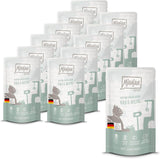 MjAMjAM – Premium-Nassfutter für Katzen – Quetschbeutel – DUO mit raffiniertem Kalbfleisch und Hering, 12er-Packung (12 x 125 g), getreidefrei