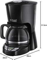 Russell Hobbs Kaffeemaschine [Digitaler Timer, Duschkopf für optimale Extraktion und Aroma] Textures+ (1 bis 12 Tassen, 1,25 l Glaskaraffe, Warmhalteplatte, Anti-Tropf-System) Filterkaffeemaschine 22620-56