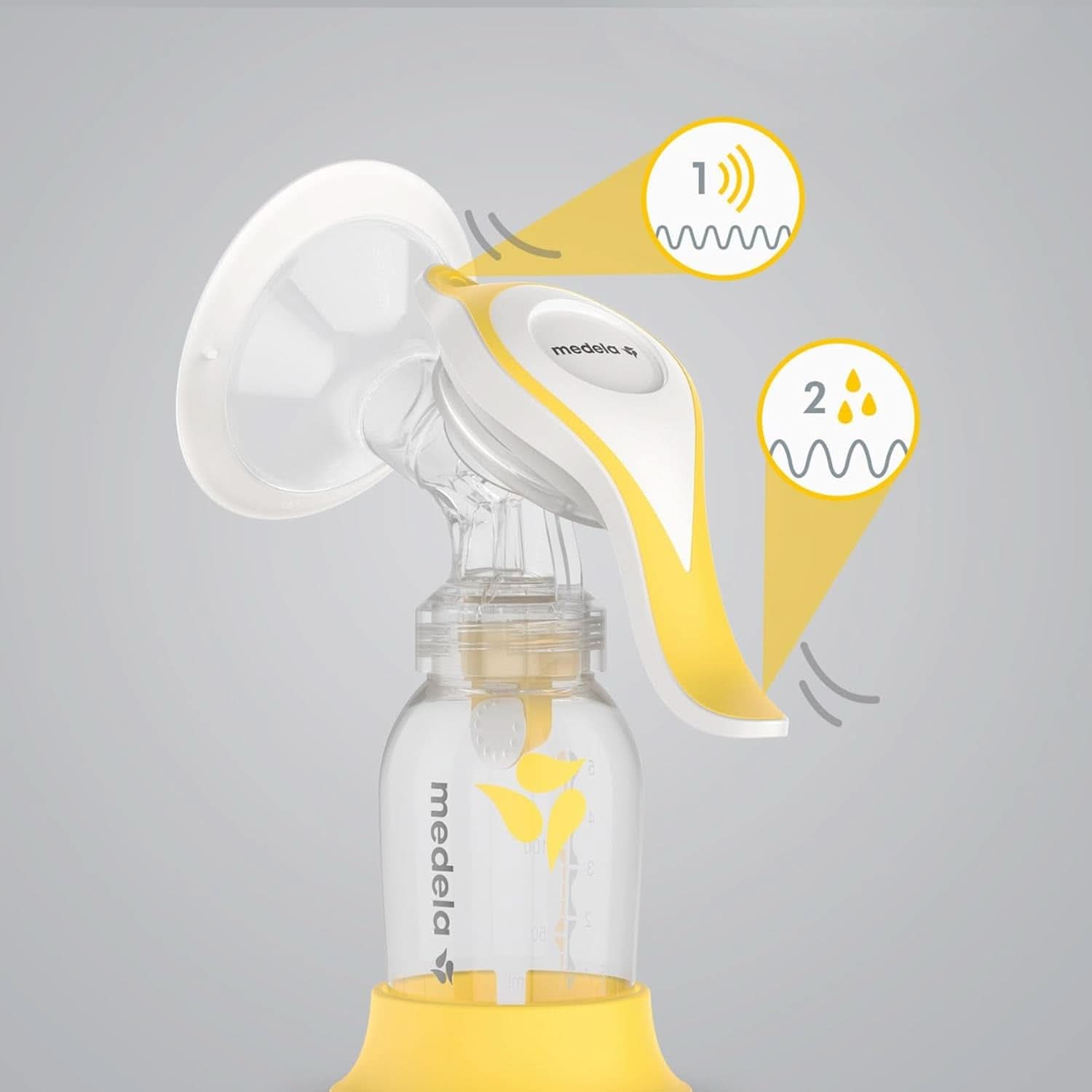 Manuelle Milchpumpe Medela Harmony – Kompaktes Schweizer Design mit Personalfit Flex-Schutzschilden und Medela 2-Phase Expression-Technologie. Zubehör Essen und Stillen Bebe Naty Shop