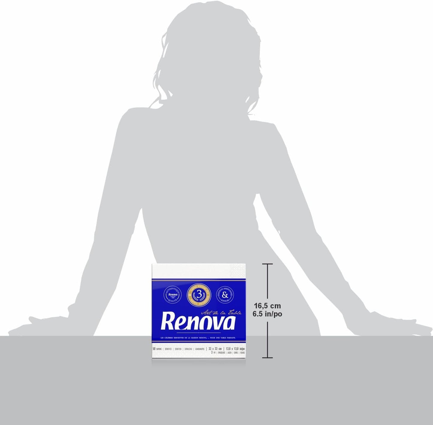 Renova-Papierservietten, Tischkunst, 50 Premium-Servietten, 3-lagig