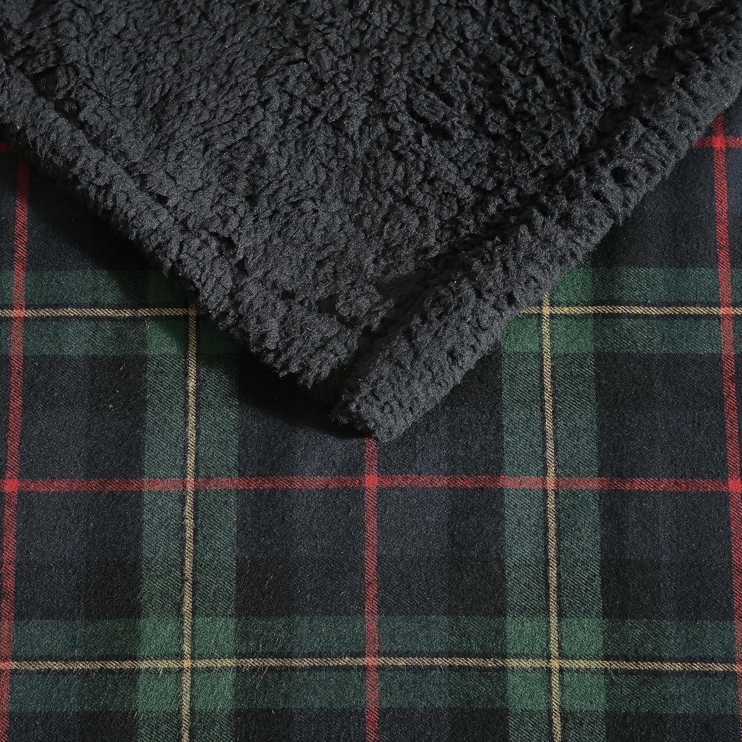 Eddie Bauer Decke, Baumwollflanell, Heimdekoration, wendbar, Sherpa-Bettwäsche, Kiefernkaro, Überwurfdecken und Steppdecken Naty Shop