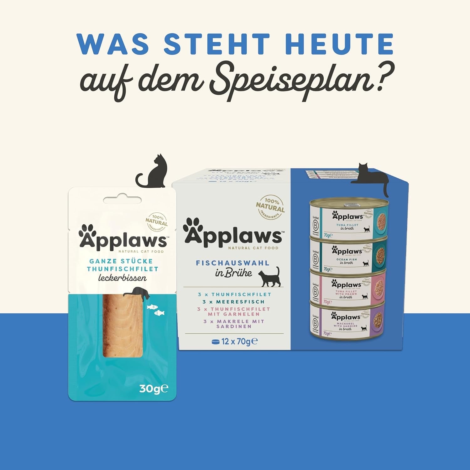 Applaws Natürliches Nassfutter für Katzen, Auswahl an Quallen (Packung mit 12 x 70 g)