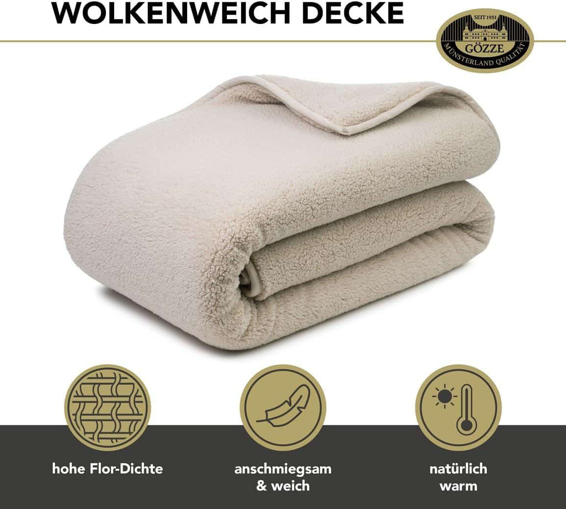 Gözze - Cloud weiche Kuscheldecke, Schaffellimitat, 100 % Polyester (Mikrofaser), 150 x 200 cm - Camel Bettdecken und Steppdecken Naty Shop