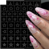 6 Blatt Airbrush-Schablone, Nagelaufkleber, Schmetterling, Flamme, Sterne, Herz, Sterne, Nagelaufkleber, Druckschablone, Werkzeug, Nagelkunst, selbstklebende Aufkleber für Frauen, Nagelkunst-Designaufkleber