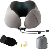 Nackenkissen, Flugzeug-Nackenkissen, Reisekissen, Erwachsenen-Nackenkissen, Auto-Nackenkissen, Heimkissen, ergonomisches Memory-Schaum-Kissen, waschbar, schmaler Rücken, verstellbar, Grau