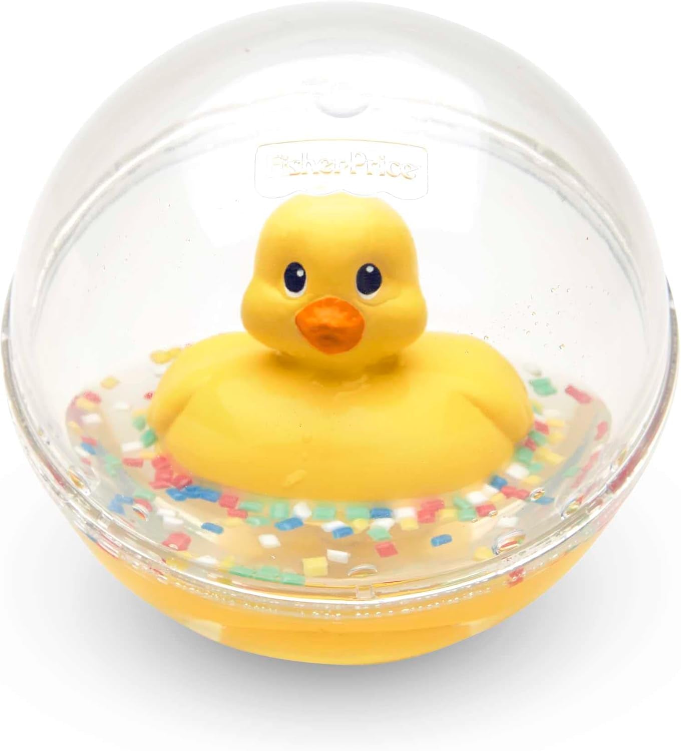 Fisher-Price WaterMates Ducky Ball, lustige Ente im Konfettiball, Babyspielzeug, Spielball, Badespielzeug, ab 3 Monaten, 75676 Baby Toys Naty Shop Entenball
