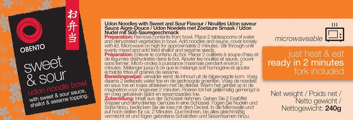 Süß-saure Udon-Schüssel, mikrowellenfertiges Gericht, 240 g