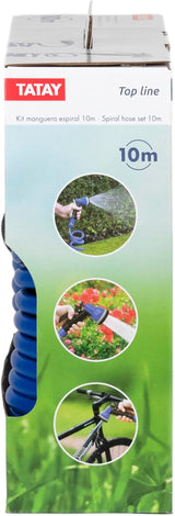 TATAY Spiralschlauch-Set 10 m mit Kunststoffzubehör mit UV-Schutz, ideal für Terrassen und kleine Gärten.